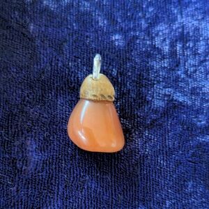 Vintage handmade Acorn pendant with natural Carnelian stone